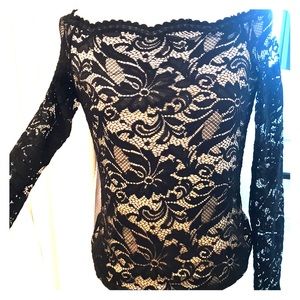 Black lace off shoulder top